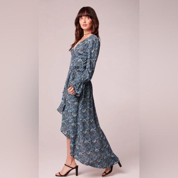 JEWEL TEAL FLORAL WRAP MAXI DRESS - Picture 5 of 5